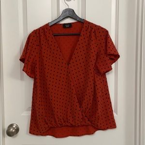 Vici polka dot short sleeve blouse
